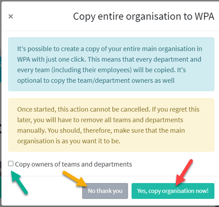 Copy main organisation