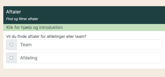 Vælg hvad du vil se APF-aftaler for