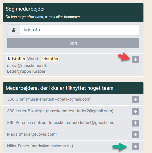 tilføj medarbejder til team