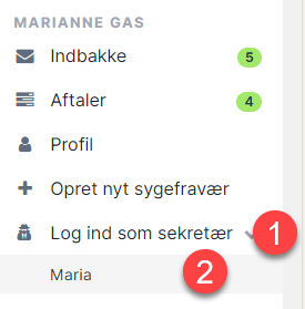 log ind som sekretær