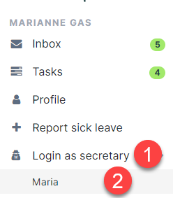 log in as secretary