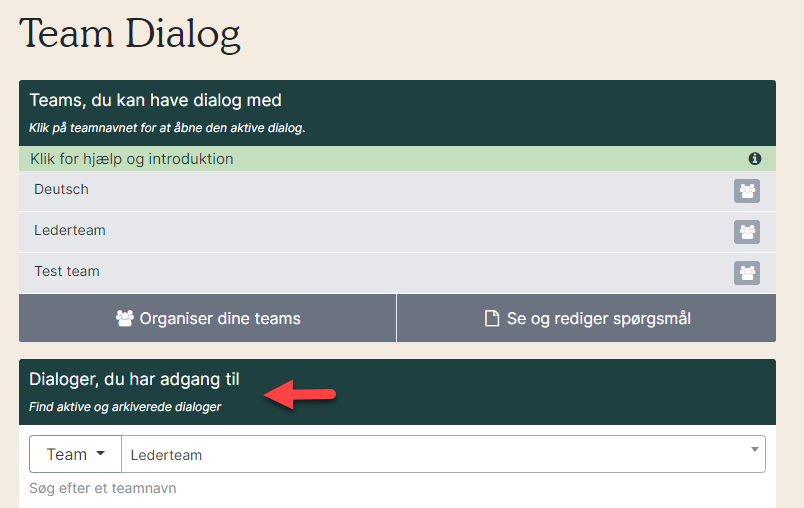 team dialog arkiv