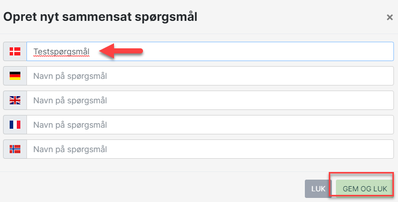 opret sammensat spørgsmål