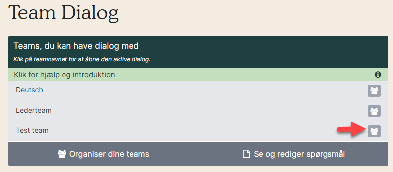 vælg team dialog team