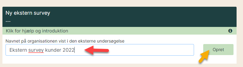 opret ekstern survey