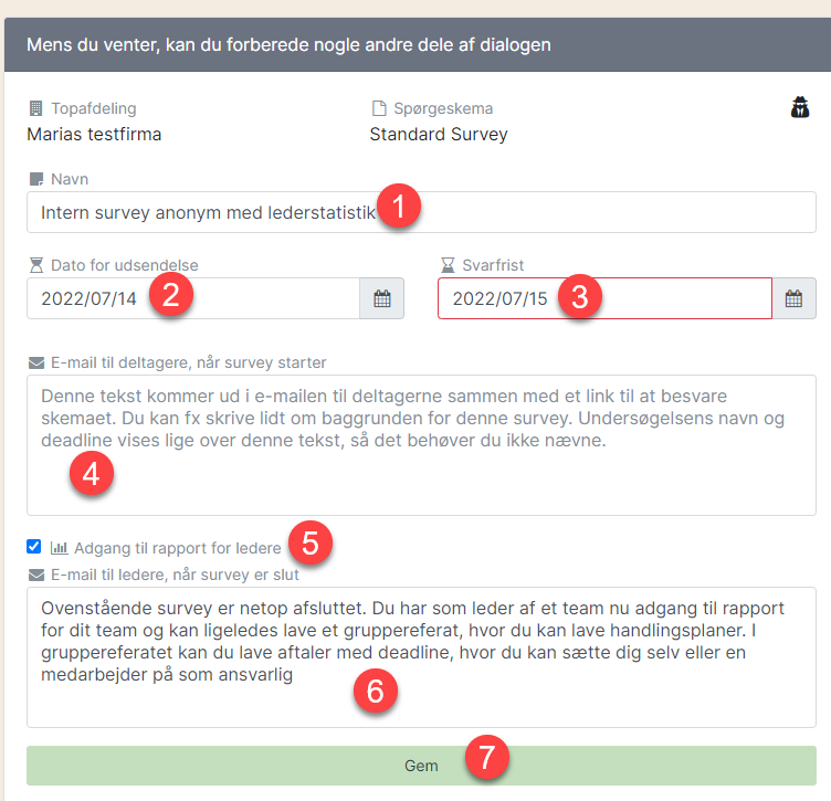 detaljer om survey