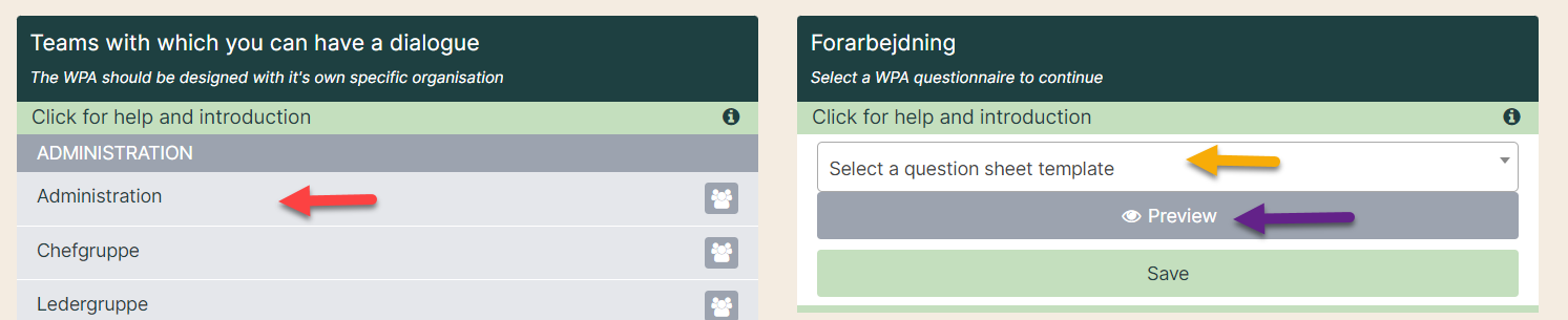 Select WPA questionnaire